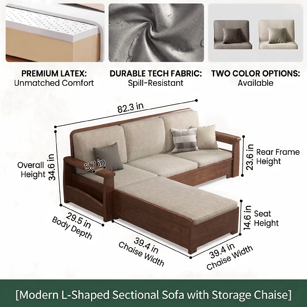 Walnut Chaise Sofa - Image 6
