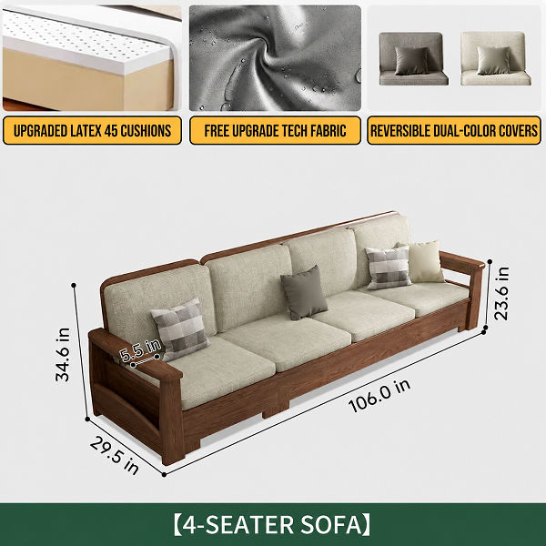 Walnut Chaise Sofa - Image 4