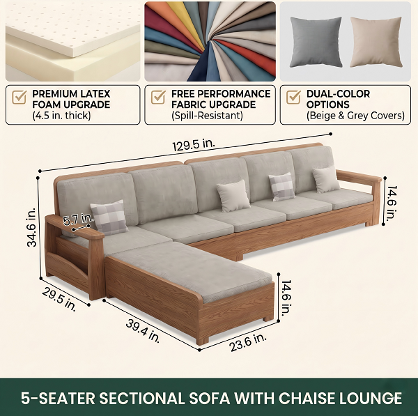 Walnut Chaise Sofa - Image 3