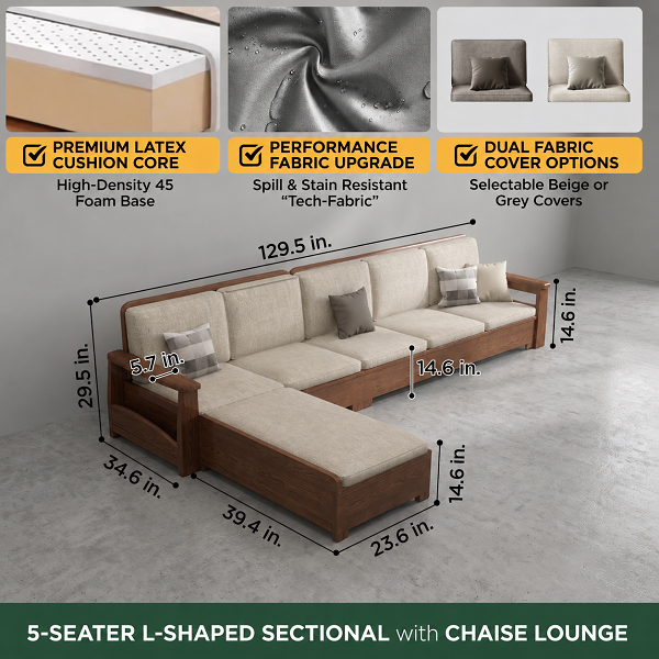 Walnut Chaise Sofa - Image 2
