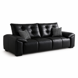 Black Nappa Leather Sofa 1